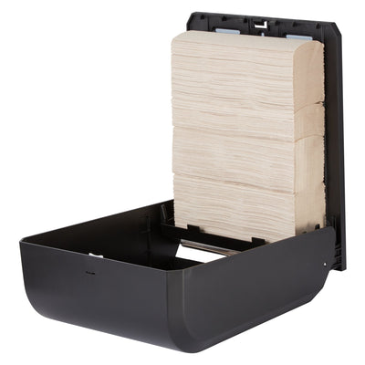 Paper Towel Dispenser GP® Pro Black Plastic Manual 400 C-Fold / 600 Multifold / 1 Package of BigFold Paper Towels Wall Mount