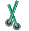 Universal 5" Walker Wheels, Green tubing - Pair - 10109-G