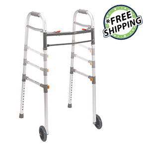 Drive Medical Two Button Folding Universal Walker with 5" Wheels - Singles - 10253-1