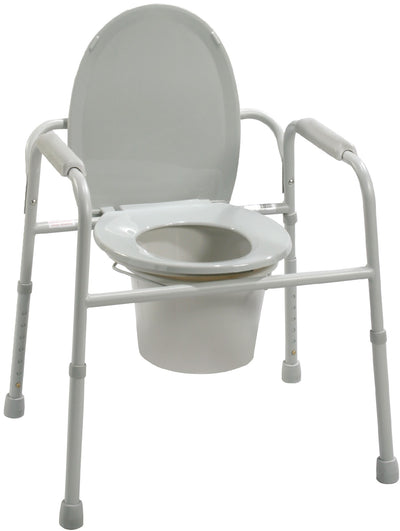 Deluxe All-In-One Welded Steel Commode with Plastic Armrests by Drive Medical - Case of 4 - 11105N-4