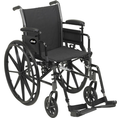 Lightweight Wheelchair Cruiser III Dual Axle Padded Flip Back Removable Desk Arm Mag Black with Elevating Leg Rest by Drive Medical - 3165420