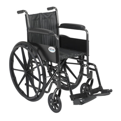 Wheelchair Silver Sport 2 Dual Axle Padded Fixed Height Full Arm Mag Black 18 Inch 300 lbs - 21874200