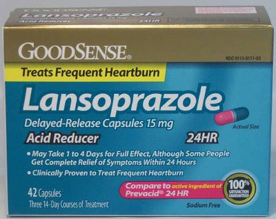 Antacid GoodSense Lansoprazole 15 mg Strength Capsule by Geiss, Destin & Dunn - Box of 42 - 71032700