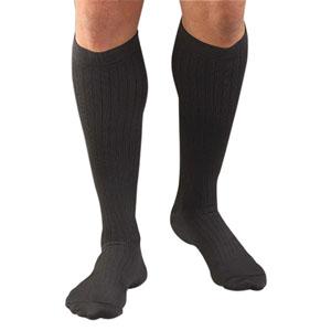 Men's Activa Microfiber Knee-Length Compression Stockings, Black Pinstripe, Medium by BSN Jobst - Pair - BIH3462