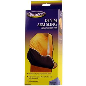 Bell-Horn Denim Arm Sling with Shoulder Pad, Universal Up to 16" Elbow to Palm - Each - DJ324