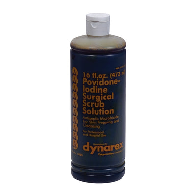 Dynarex 7.5% Povidone-Iodine Scrub Solution, 16 oz Screw Cap Bottle 