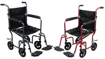 Deluxe Fly-Weight Aluminum Transport Chairs with Removable Casters by Drive Medical - FW19RW