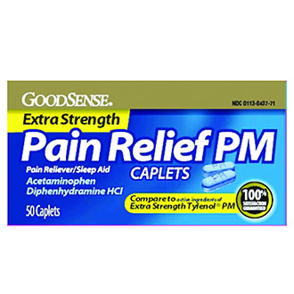 Pain Relief PM Caplet, 500 mg Acetaminophen - Box of 50 - GDDLP13184