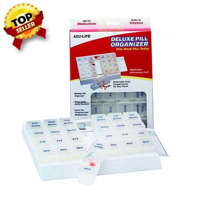 Acu-Life® Deluxe Pill Organizer with 28 Compartments - HEI400407