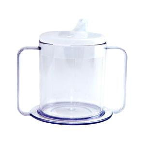 PSC Independence Mug with 2-Handle and Lid 9 oz, Crystal Clear, Plastic - Package of 3 - PIPSC49