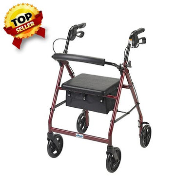 Rollator Walker with Removable Back Support, 7.5'' Caster Wheels - r728bl
