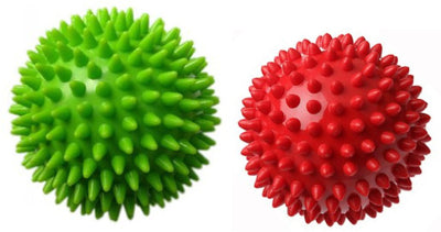 Therapist’s Choice® Pack of 2 Spiky Massage Balls, Hard & Soft Combo, Stress Reflexology, Porcupine Sensory Ball Set - Spiked Ball 2pcs Set
