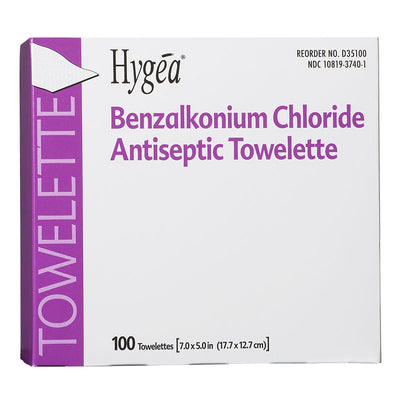 PDI Hygea BZK Antiseptic Towelette, 7” x 5-1/2” by Nice Pak Products - Box of 100