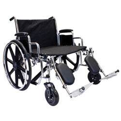 Extra Wide Bariatric Wheelchair, 26" x 20" Removable desk-length arms, Swing-away footrests