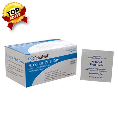 Sterile Alcohol Wipe, 1-Ply, 1-1/8" x 1-1/8" by ReliaMed - Box of 100 - ZPAP100S